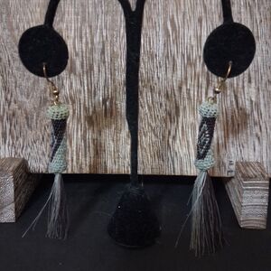 Southwestern Style Woven Horsehair Dangle Earrings